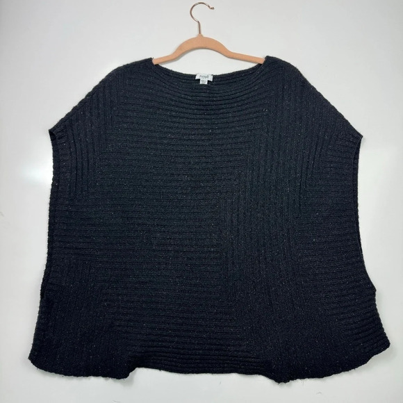 J. Jill Pure Jill Marled Slate Gray-Black‎ Poncho Sweater Size Medium Large - Picture 1 of 8